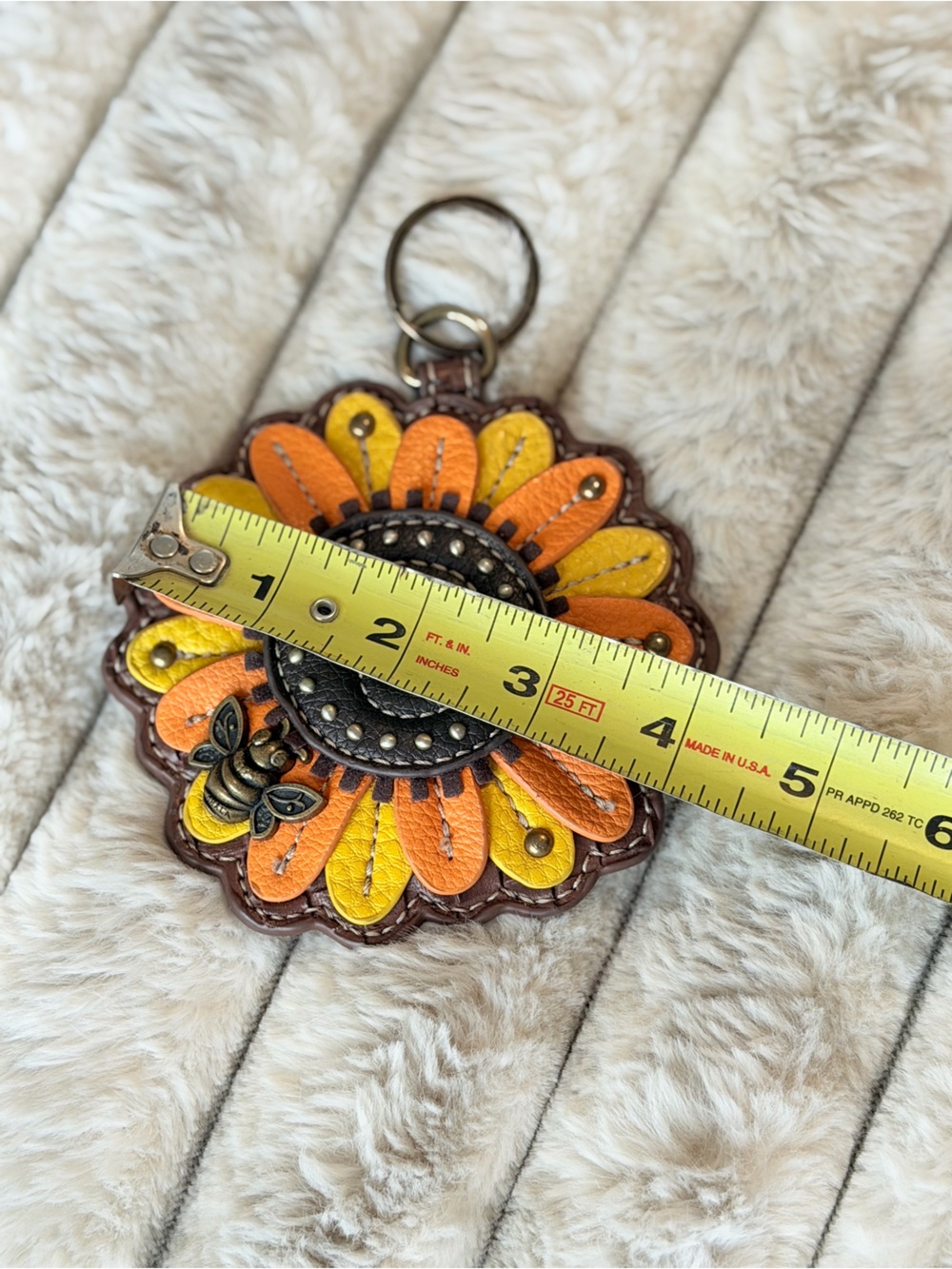 Chala Sunflower Leather Keychain Coin Purse with Bee Accent NWOT - Picture 6 of 6